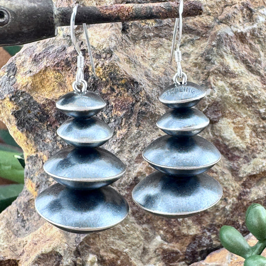 Traditional Sterling Silver Navajo Pearl Earrings by Presley Haley