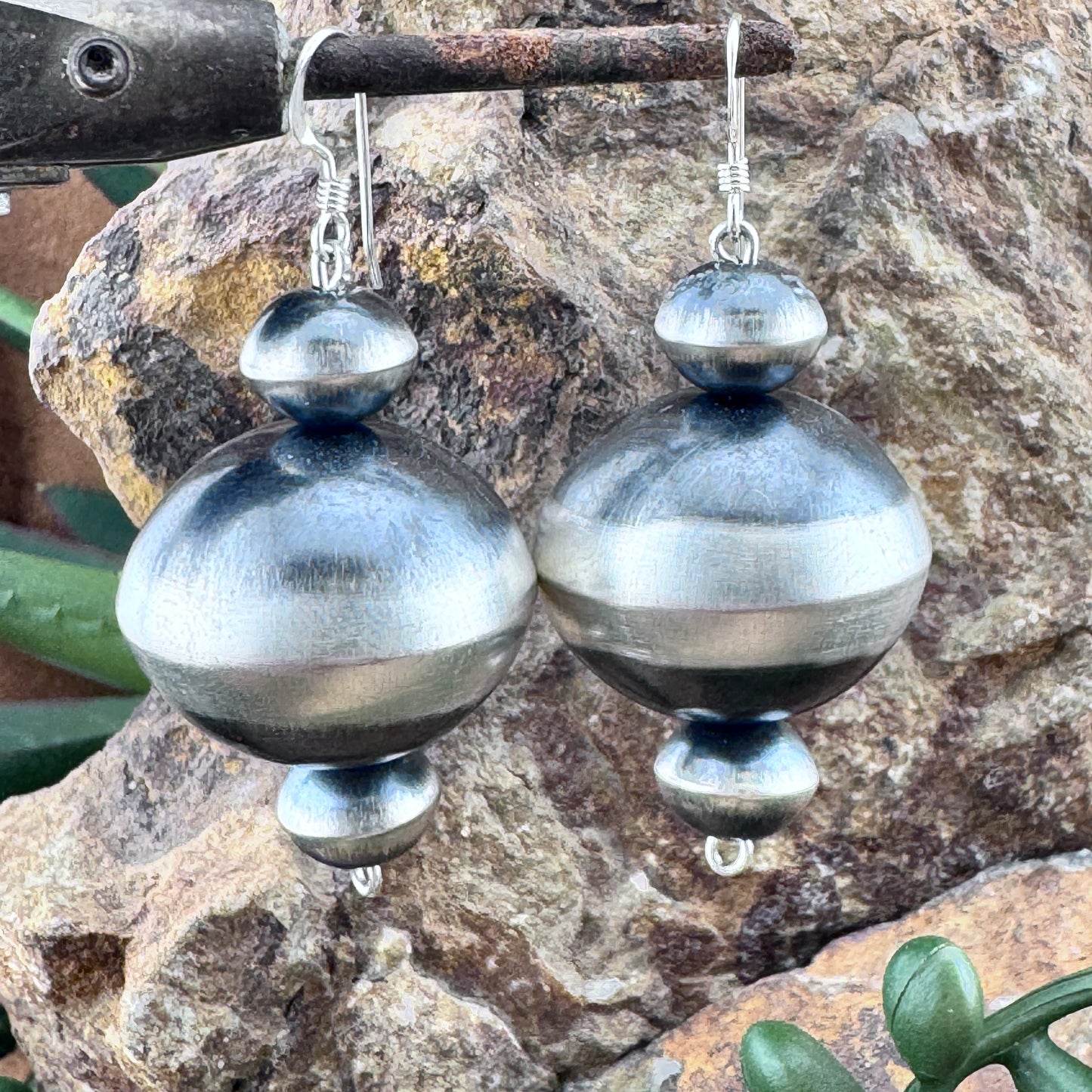 Traditional Sterling Silver Navajo Pearl Earrings by Tonisha Haley