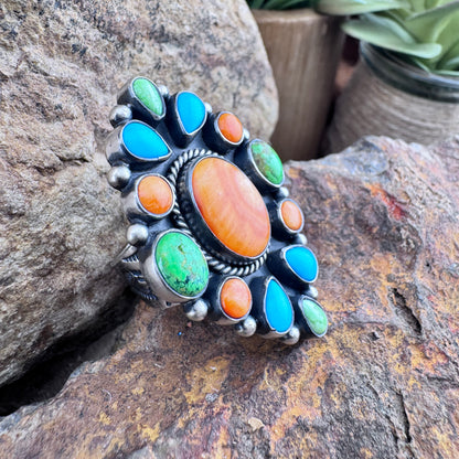 Multi-Stone Cluster Sterling Silver Ring by Loretta Delgarito