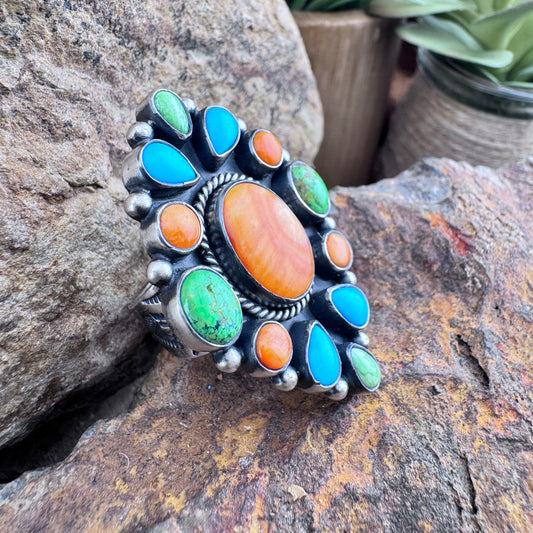 Multi-Stone Cluster Sterling Silver Ring by Loretta Delgarito