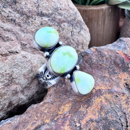 Palomino Triple Stone Ring in Sterling Silver by Loretta Delgarito - Size 9