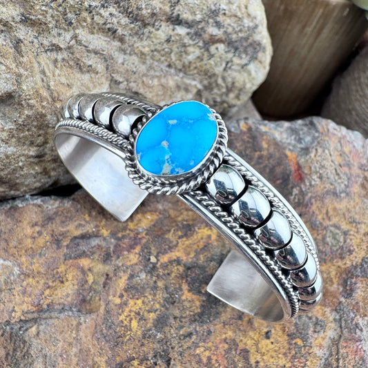 Sonoran Gold Turquoise Sterling Silver Cuff Bracelet by Tom Charlie