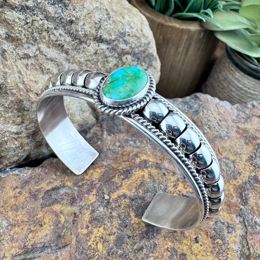 Sonoran Gold Turquoise Sterling Silver Cuff Bracelet by Tom Charlie