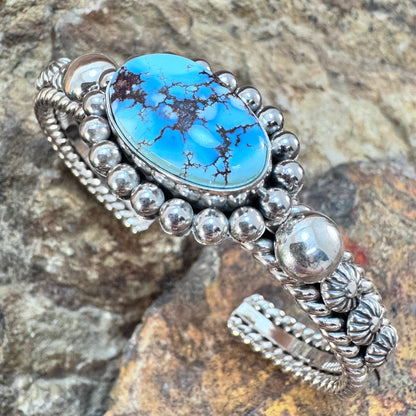 Golden Hill Turquoise Sterling Silver Bracelet by Artie Yellowhorse
