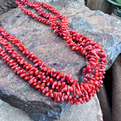 Leonard Nez 24" Red Coral Multi-Strand Necklace