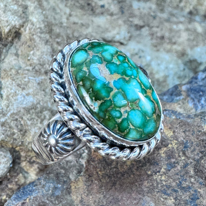 Sonoran Gold Turquoise Sterling Silver Ring by Artie Yellowhorse