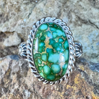 Sonoran Gold Turquoise Sterling Silver Ring by Artie Yellowhorse