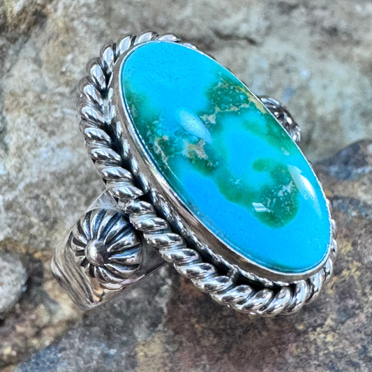 Sonoran Gold Turquoise Sterling Silver Ring by Artie Yellowhorse