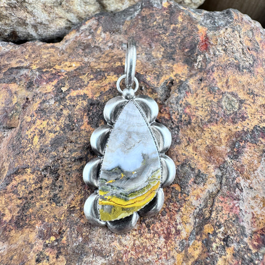 Bumble Bee Jasper Sterling Silver Pendant by Mary Tso