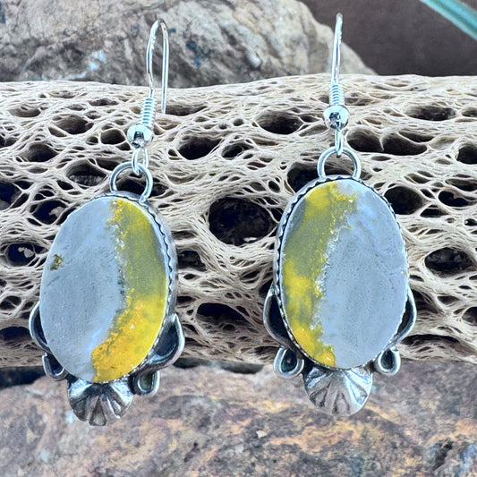 Bumble Bee Jasper Sterling Silver Earrings by Mary Tso