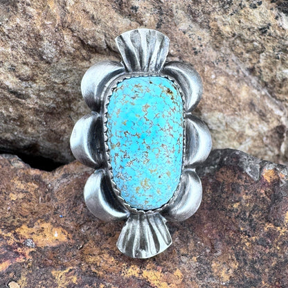 No. 8 Mine Turquoise Ring with Accents by Mary Tso