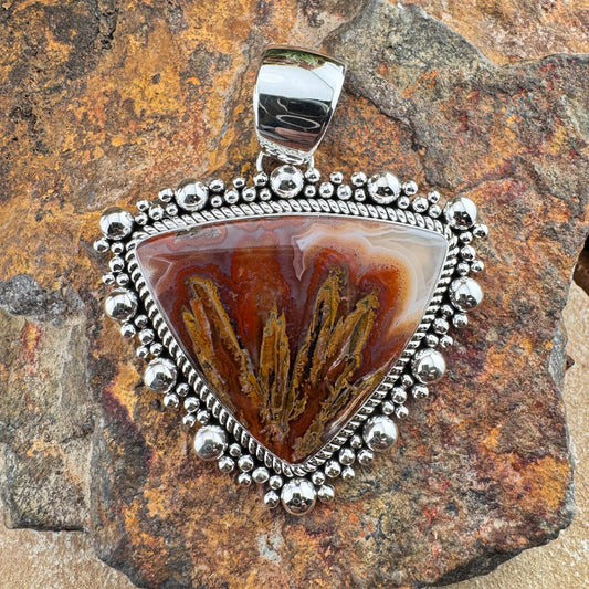 Moroccan Lace Red Agate Sterling Silver Pendant by Artie Yellowhorse