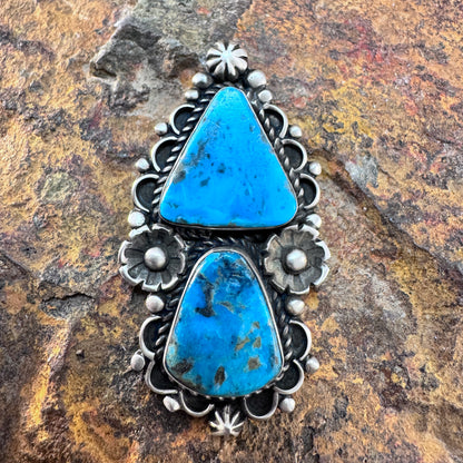 Sterling Silver Ithaca Peak Turquoise Pendant by Mary Tso