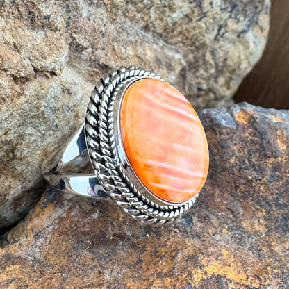 Spiny Oyster Sterling Silver Ring by Artie Yellowhorse
