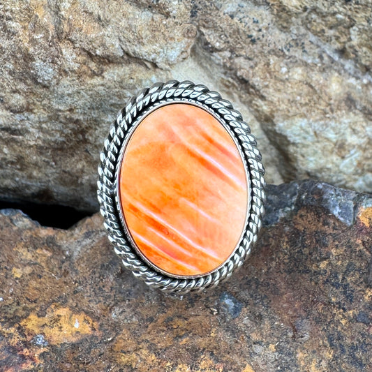 Spiny Oyster Sterling Silver Ring by Artie Yellowhorse