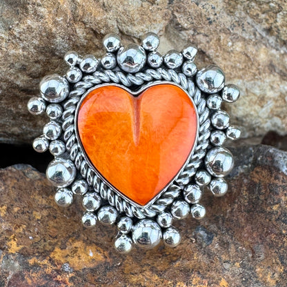 Spiny Oyster Sterling Silver Ring by Artie Yellowhorse Heart