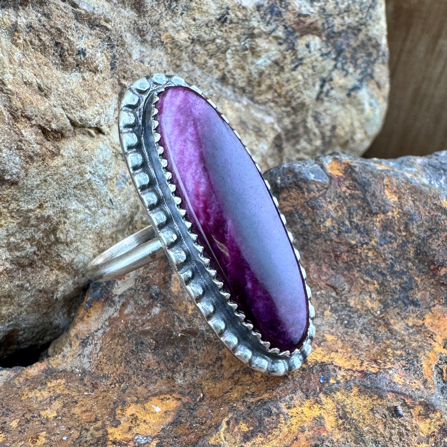 Purple Spiny Oyster Sterling Silver Ring by Mary Tso