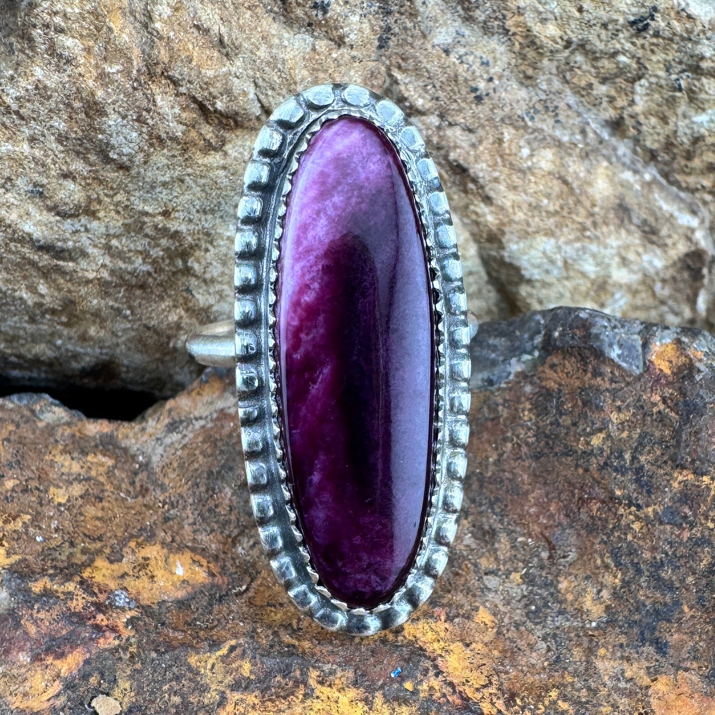 Purple Spiny Oyster Sterling Silver Ring by Mary Tso