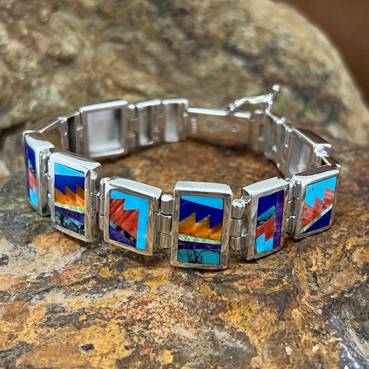 David Rosales Indian Summer Fancy Inlaid Sterling Silver Bracelet