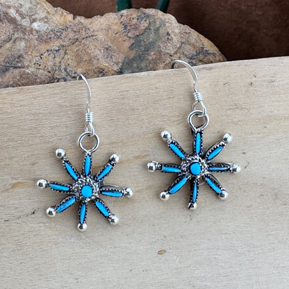 Needle Point Sleeping Beauty Turquoise Squash Blossom Necklace by Lorna Mahkee - Set