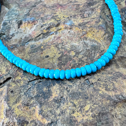 18"-20" David Rosales Kingman Turquoise Beaded Necklace 4mm