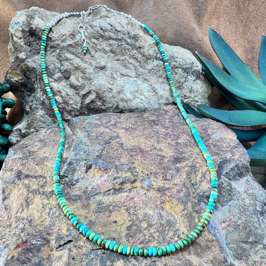 David Rosales Sonoran Gold Turquoise Beaded Necklace 18"