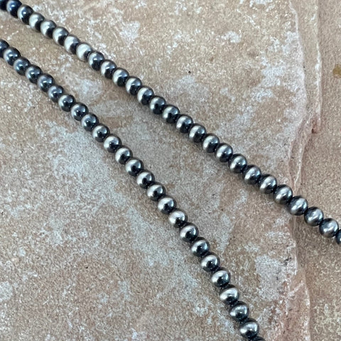 20" Single Strand Oxidized Sterling Silver Beaded Necklace 5 mm