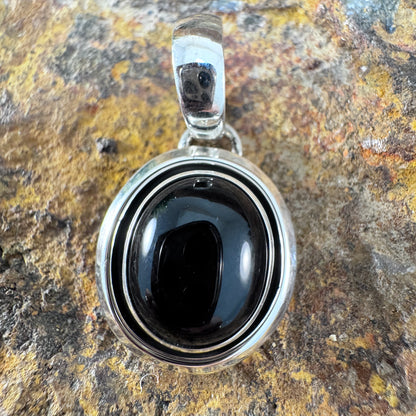 Black Onyx Sterling Silver Pendant by Artie Yellowhorse