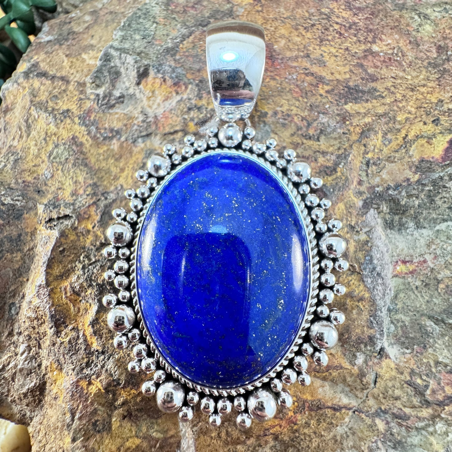 Lapis Lazuli Sterling Silver Oval Pendant by Artie Yellowhorse