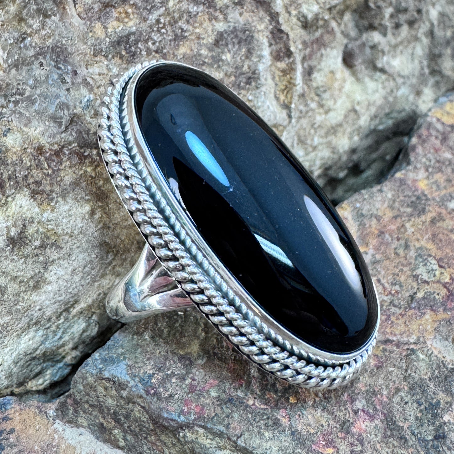 Black Onyx Sterling Silver Ring by Artie Yellowhorse