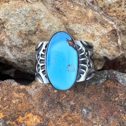 Golden Hill Turquoise Sterling Silver Ring by Bernyse Chavez - Size 8