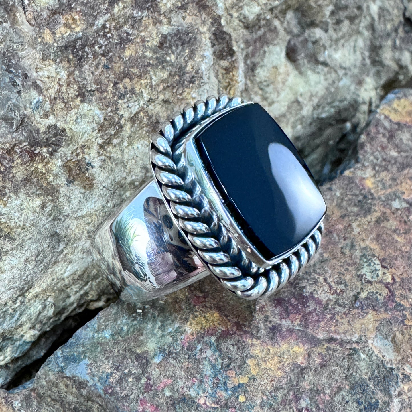 Black Onyx Sterling Silver Ring by Artie Yellowhorse