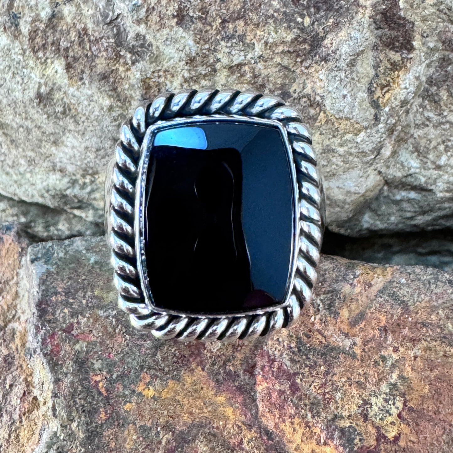 Black Onyx Sterling Silver Ring by Artie Yellowhorse