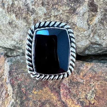 Black Onyx Sterling Silver Ring by Artie Yellowhorse