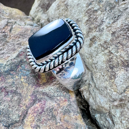 Black Onyx Sterling Silver Ring by Artie Yellowhorse