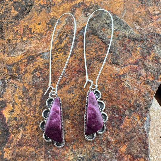 Purple Spiny Oyster Shell Wire Dangle Earrings by Mary Tso