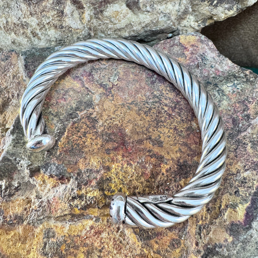 Sterling Silver Large Cable Twist Bracelet Cuff by Artie Yellowhorse