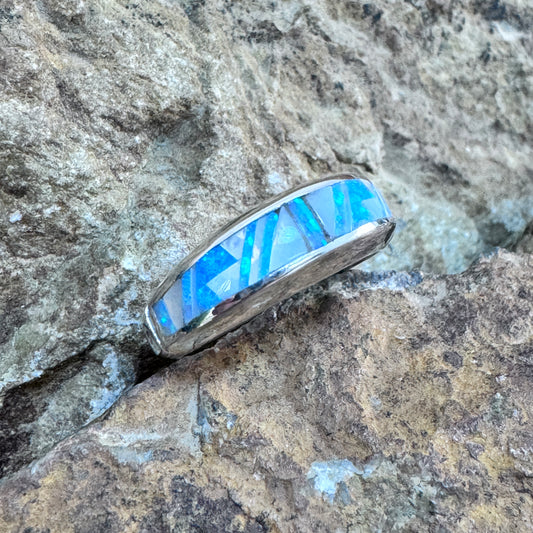 David Rosales Mystic Pearl Inlaid Sterling Silver Ring