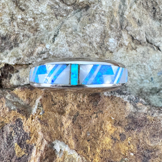 David Rosales Mystic Pearl Inlaid Sterling Silver Ring