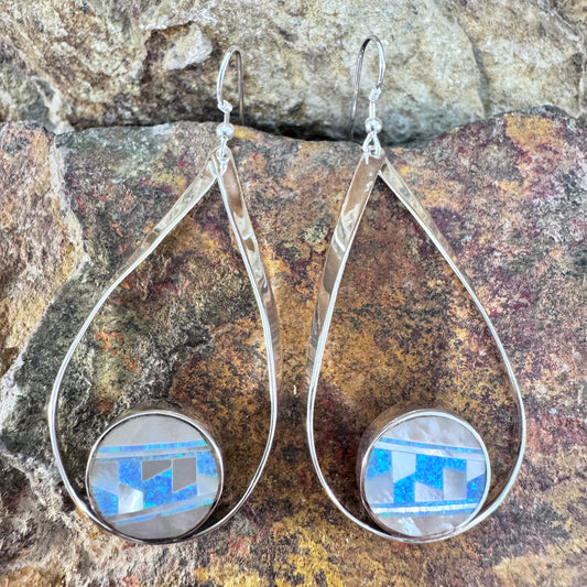 David Rosales Mystic Pearl Inlaid Sterling Silver Earrings