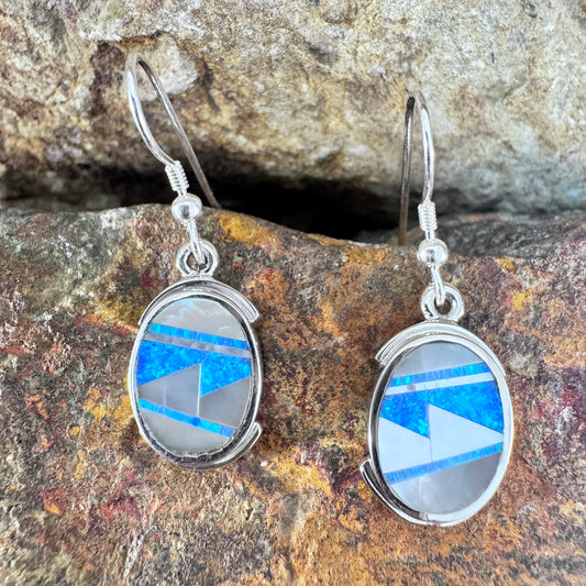 David Rosales Mystic Pearl Fancy Inlaid Sterling Silver Earrings