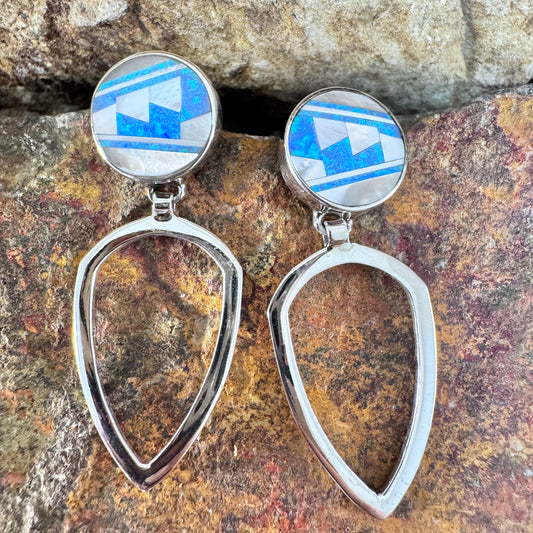 David Rosales Mystic Pearl Inlaid Sterling Silver Earrings