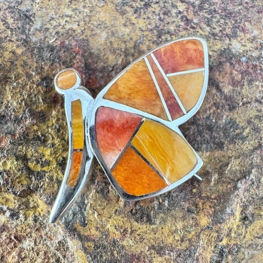David Rosales Desert Fire Inlaid Sterling Silver Pendant