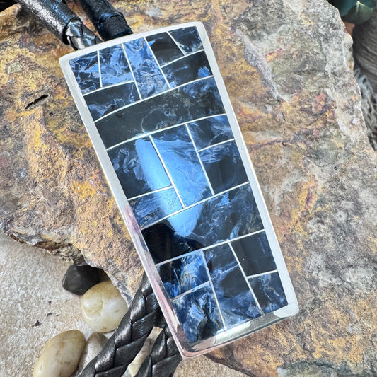 David Rosales Pietersite Inlaid Sterling Silver Bolo Tie