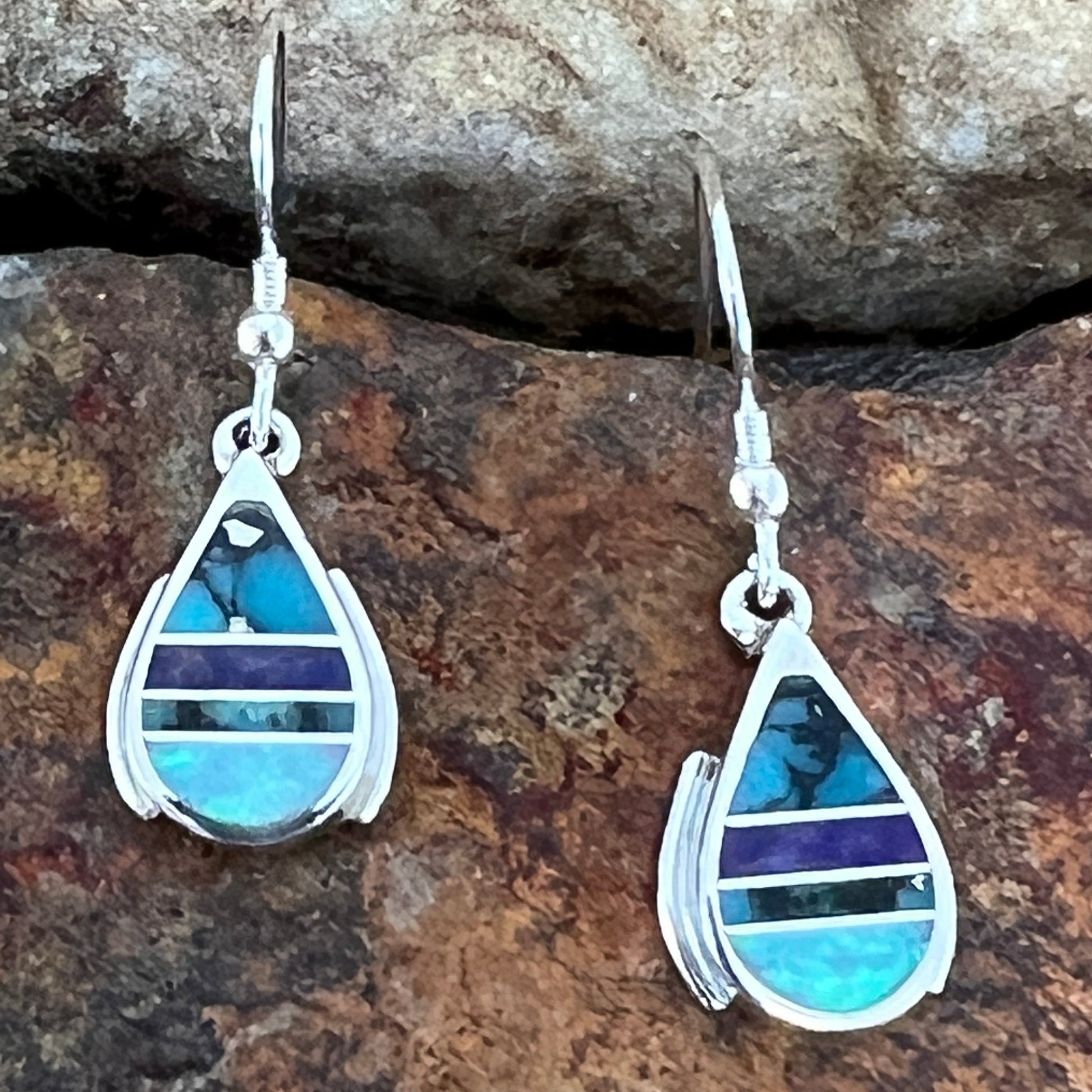 David Rosales Shalako Inlaid Sterling Silver Earrings