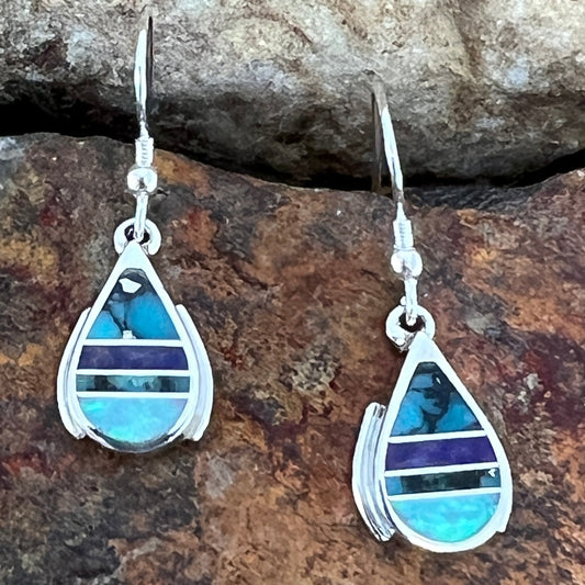 David Rosales Shalako Inlaid Sterling Silver Earrings