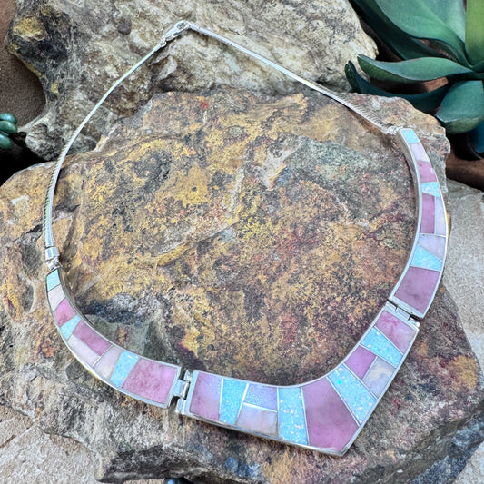 David Rosales Make Me Blush Inlaid Sterling Silver Necklace
