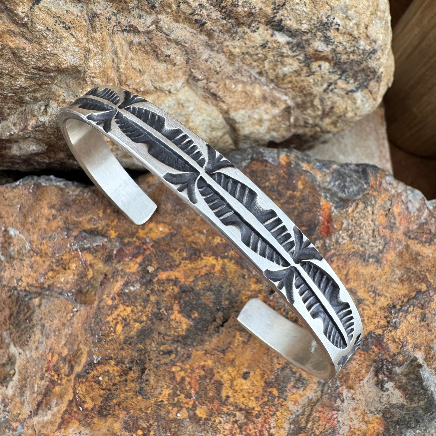 Traditional Sterling Silver Cuff Bracelet by Jerald Tahe