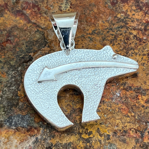 David Rosales Shalako Fancy Inlaid Sterling Silver Pendant Bear