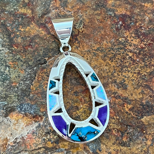 as part of the Shalako Collection features Sugilite, Tibetan Turquoise and Cultured Opa